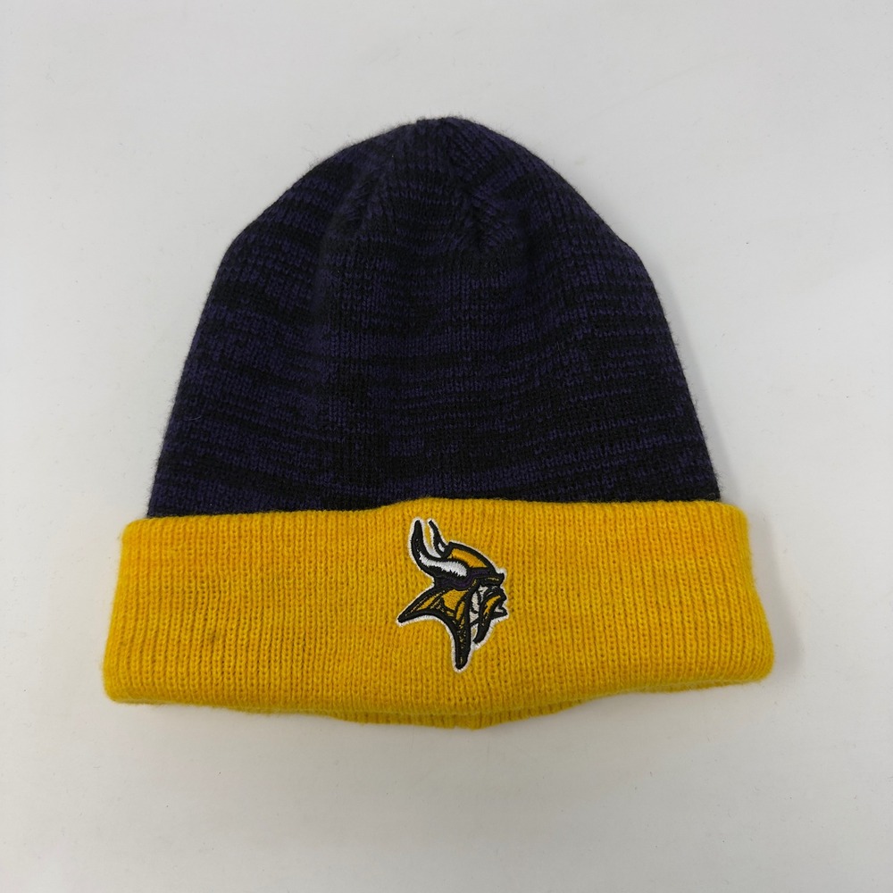 Minnesota‎ Vikings NFL Team Apparel OSFA Beanie Knit Hat Purple Yellow